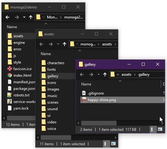 The "gallery" folder is located inside of your "assets" folder in your game's directory.